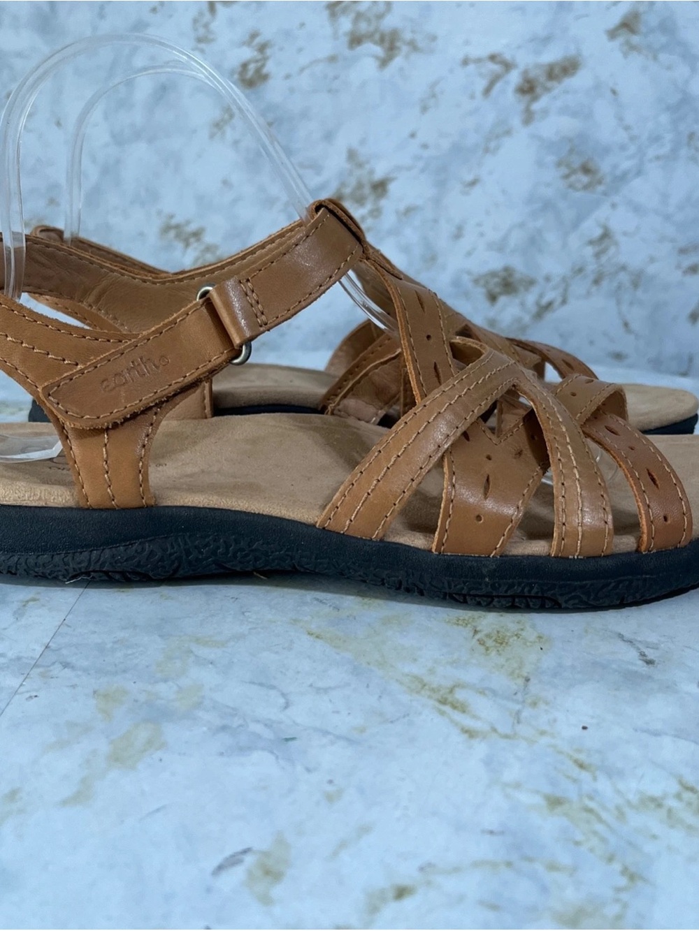 Earthies Brown Leather Strappy Comfort Sandals
